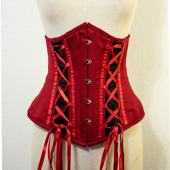 Daisy Viktoria Other - Red Faux Side Laced Steel Boned Underbust Corset
